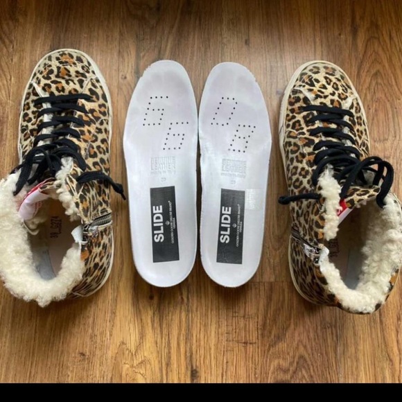 GOLDEN GOOSE SHOPBOP LEOPARD SHERPA SLIDE SNEAKERS EUC SIZE 39 - Picture 11 of 12